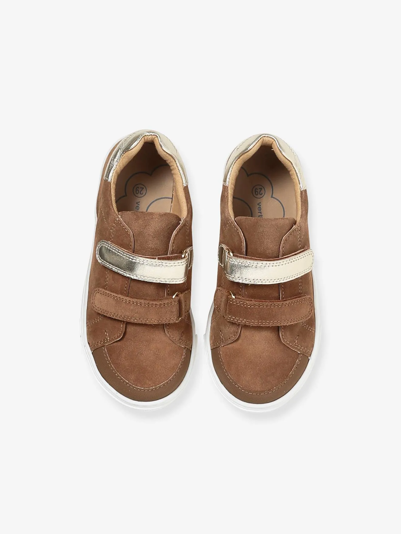 Hook-and-Loop Trainers in Leather for Girls - brown