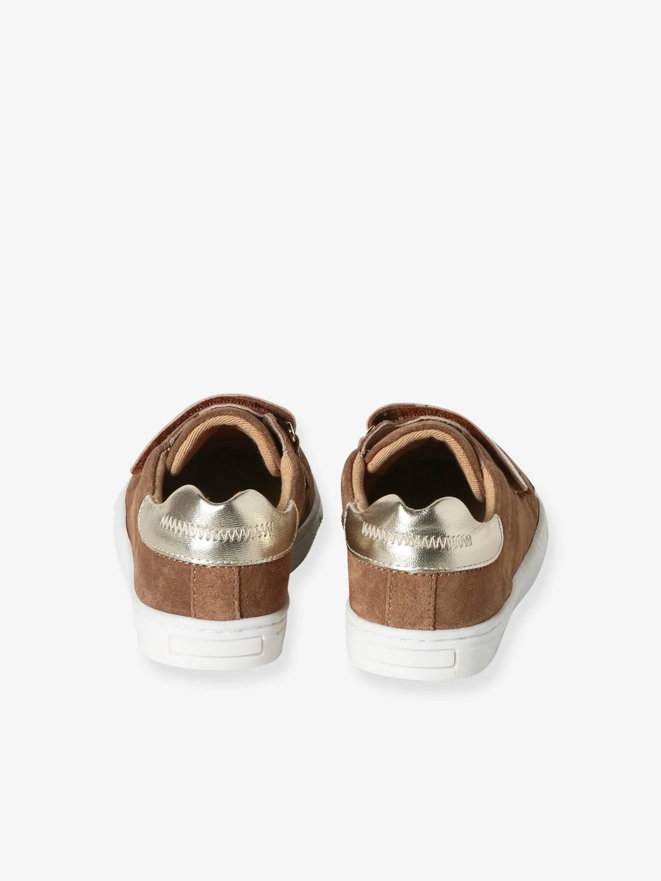 Hook-and-Loop Trainers in Leather for Girls - brown