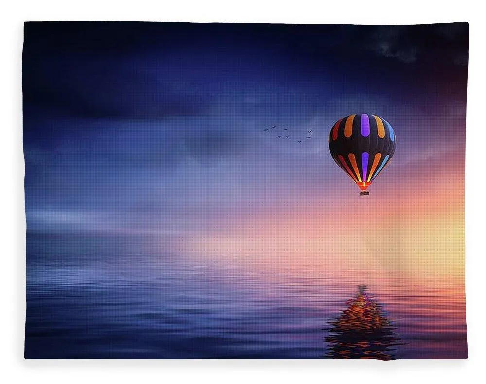 Hot Air Balloon Sunset - Blanket