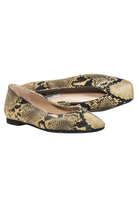 Jimmy Choo - Beige & Black Juelle Dijon Snake Print Flats Sz 7.5