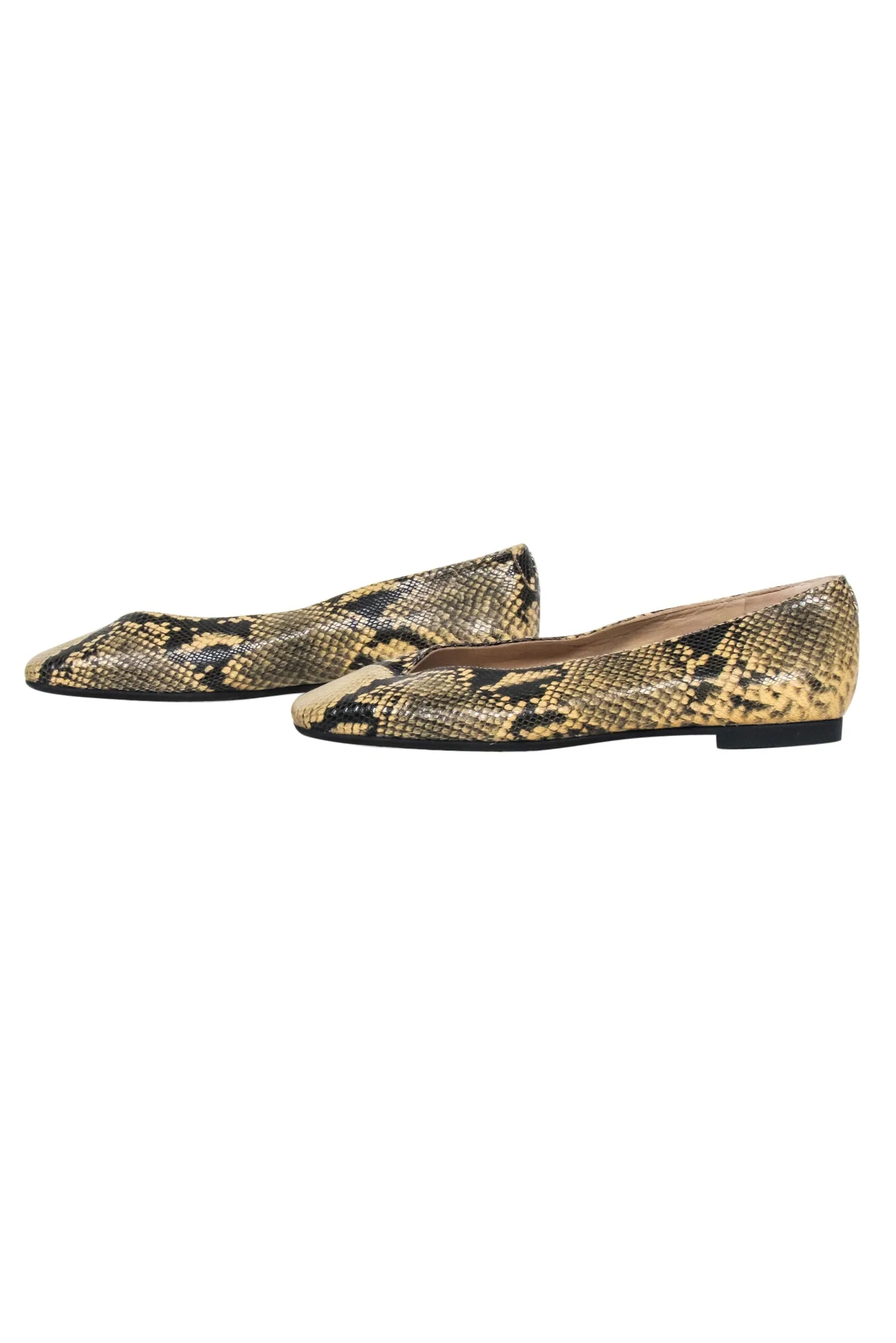 Jimmy Choo - Beige & Black Juelle Dijon Snake Print Flats Sz 7.5