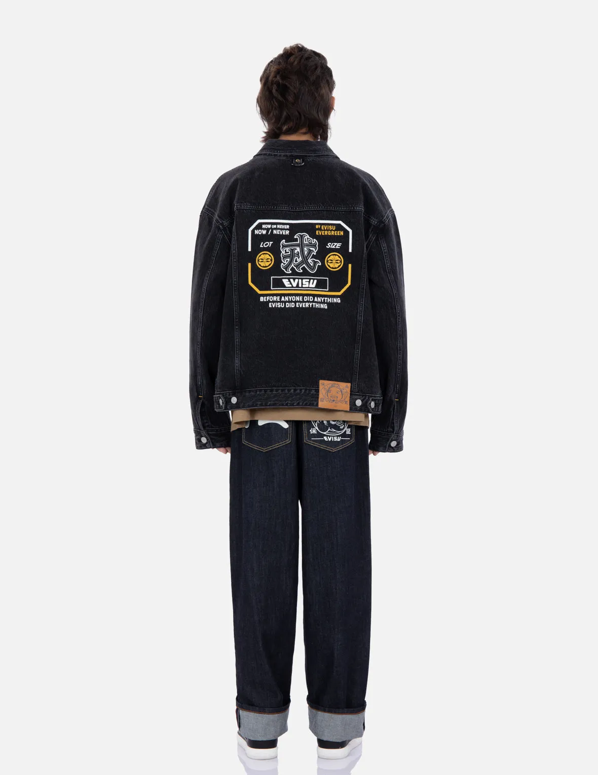 Kanji Print Denim Jacket