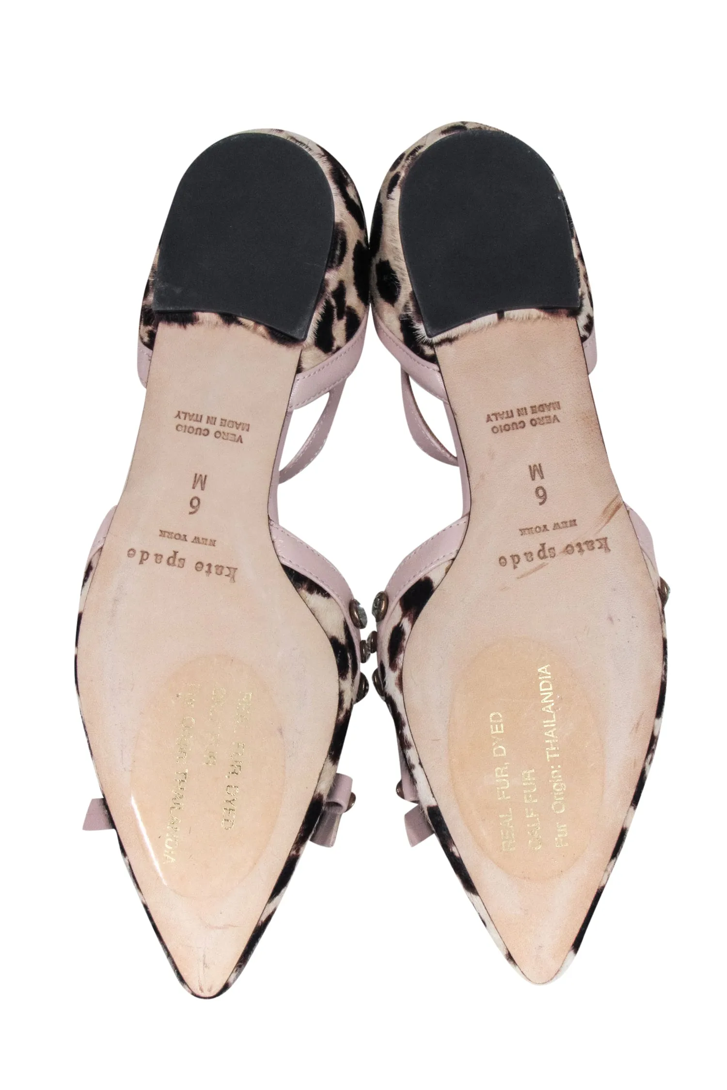 Kate Spade - Beige, Brown, & Black Leopard Print Flats w/ Jeweled Bow Straps Sz 6