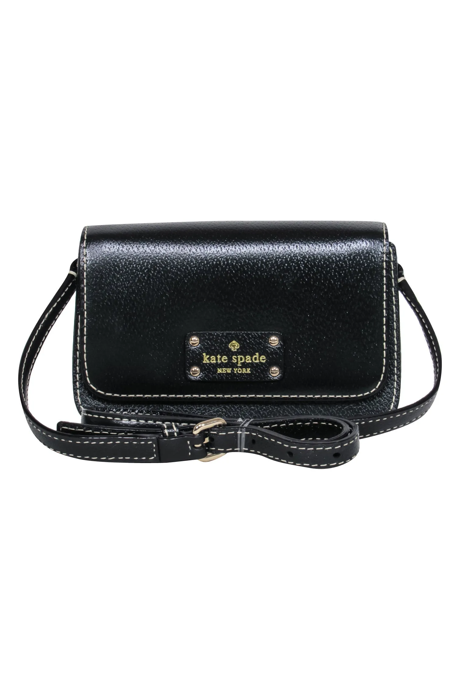 Kate Spade - Black Mini Crossbody w/ Cream Stitching Detail