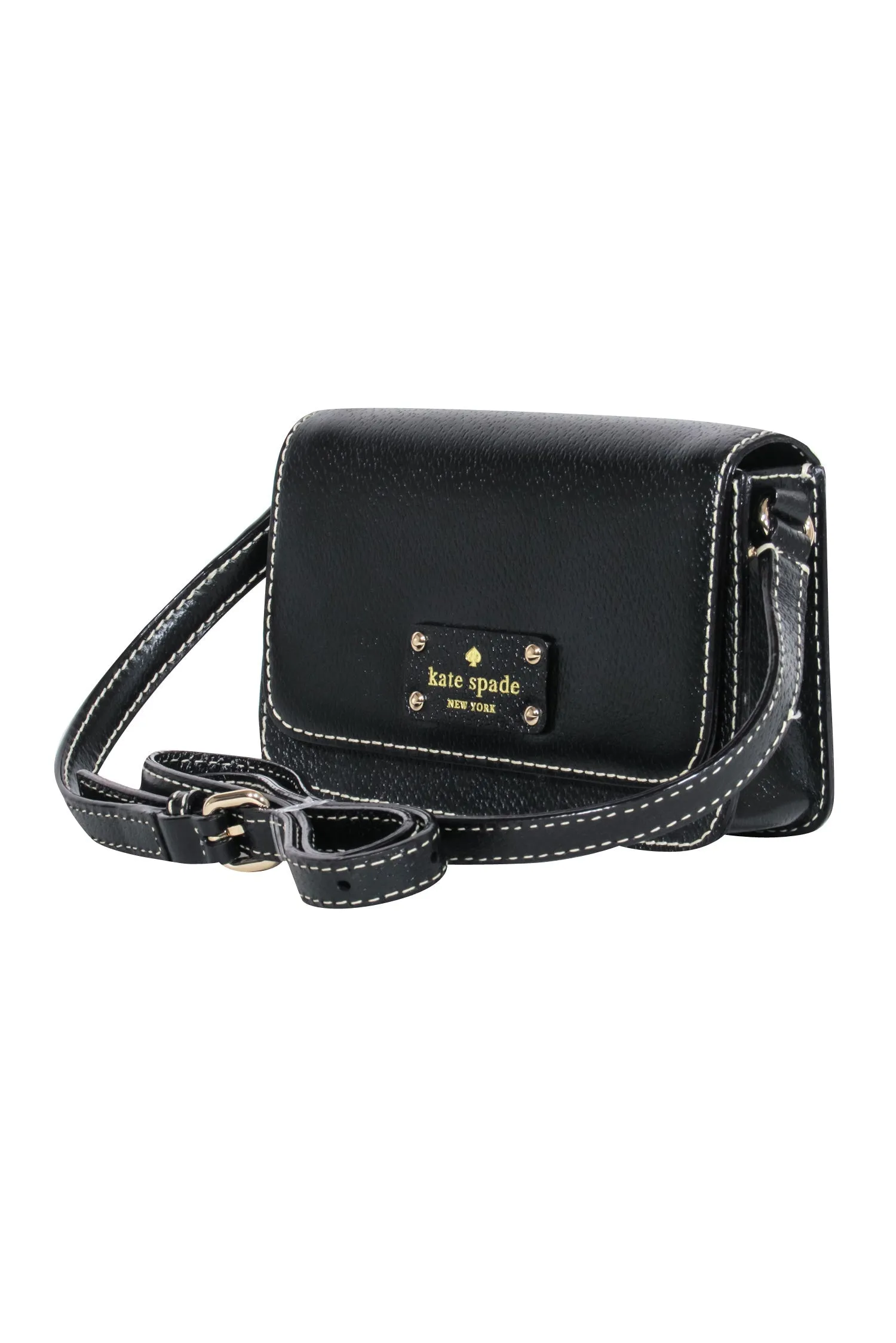 Kate Spade - Black Mini Crossbody w/ Cream Stitching Detail