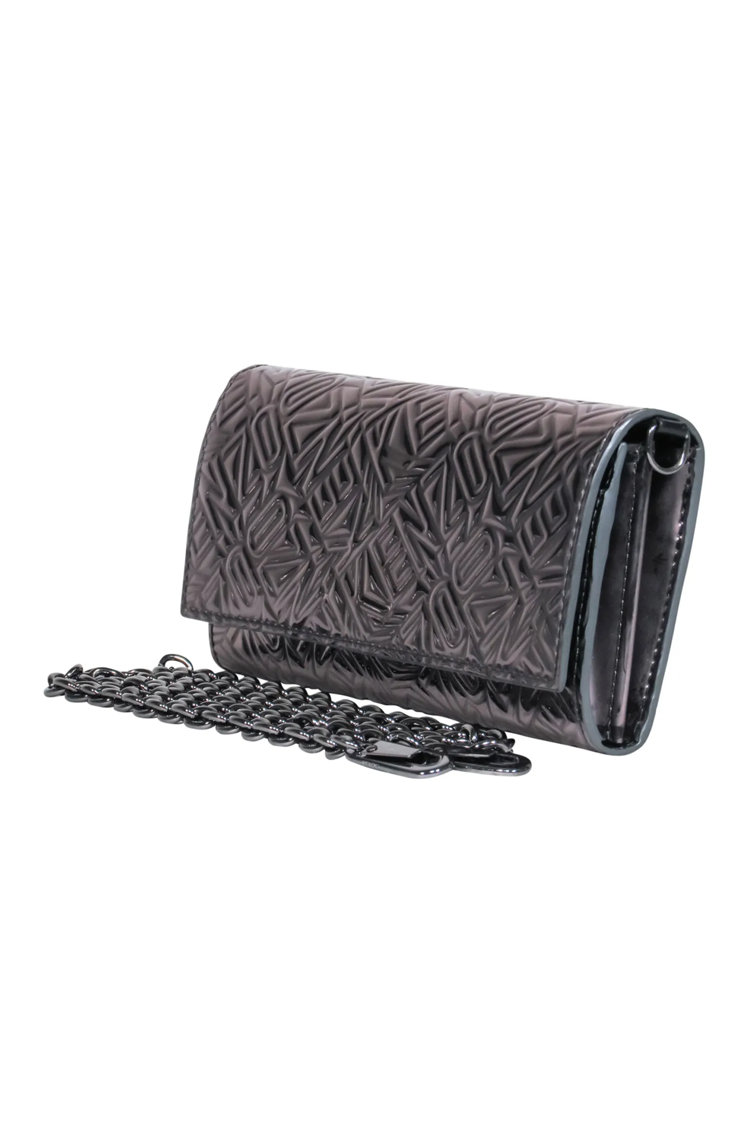 KENZO - Gunmetal Metallic Logo Embossed Crossbody