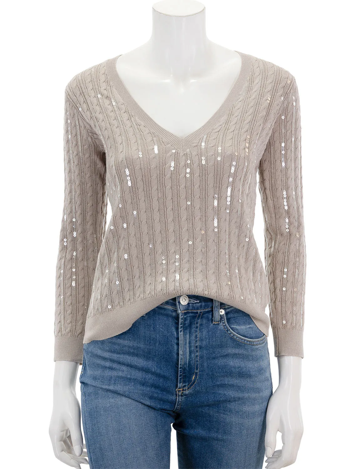     L'Agence   trinity sequin v neck pullover