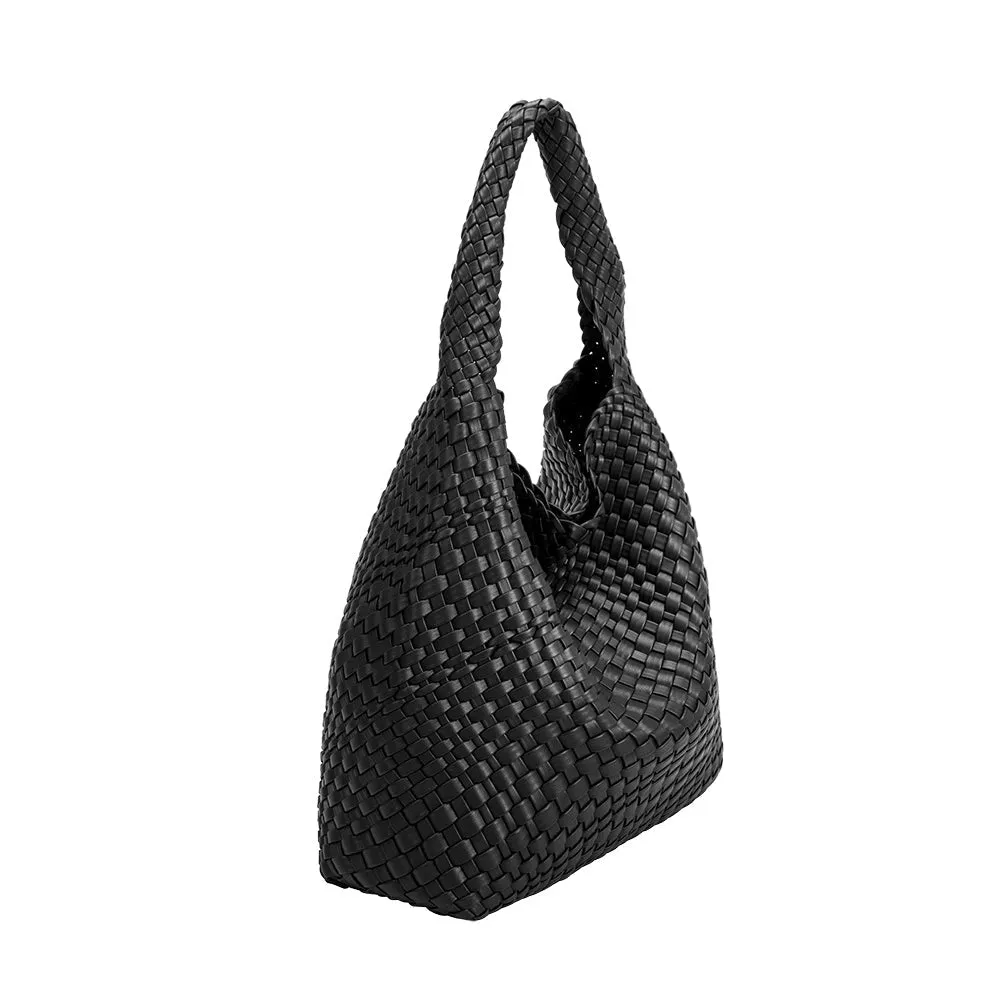 Leslie Black Braided Shoulder Bag