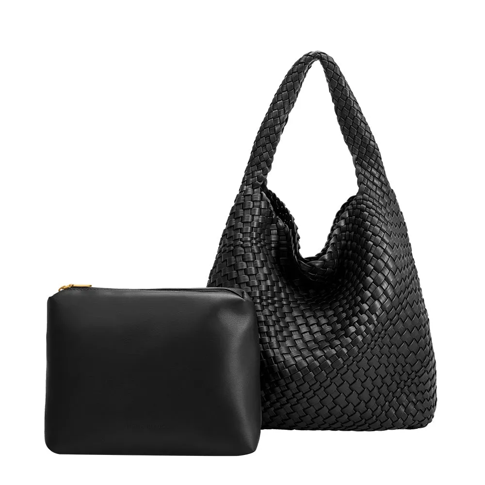 Leslie Black Braided Shoulder Bag