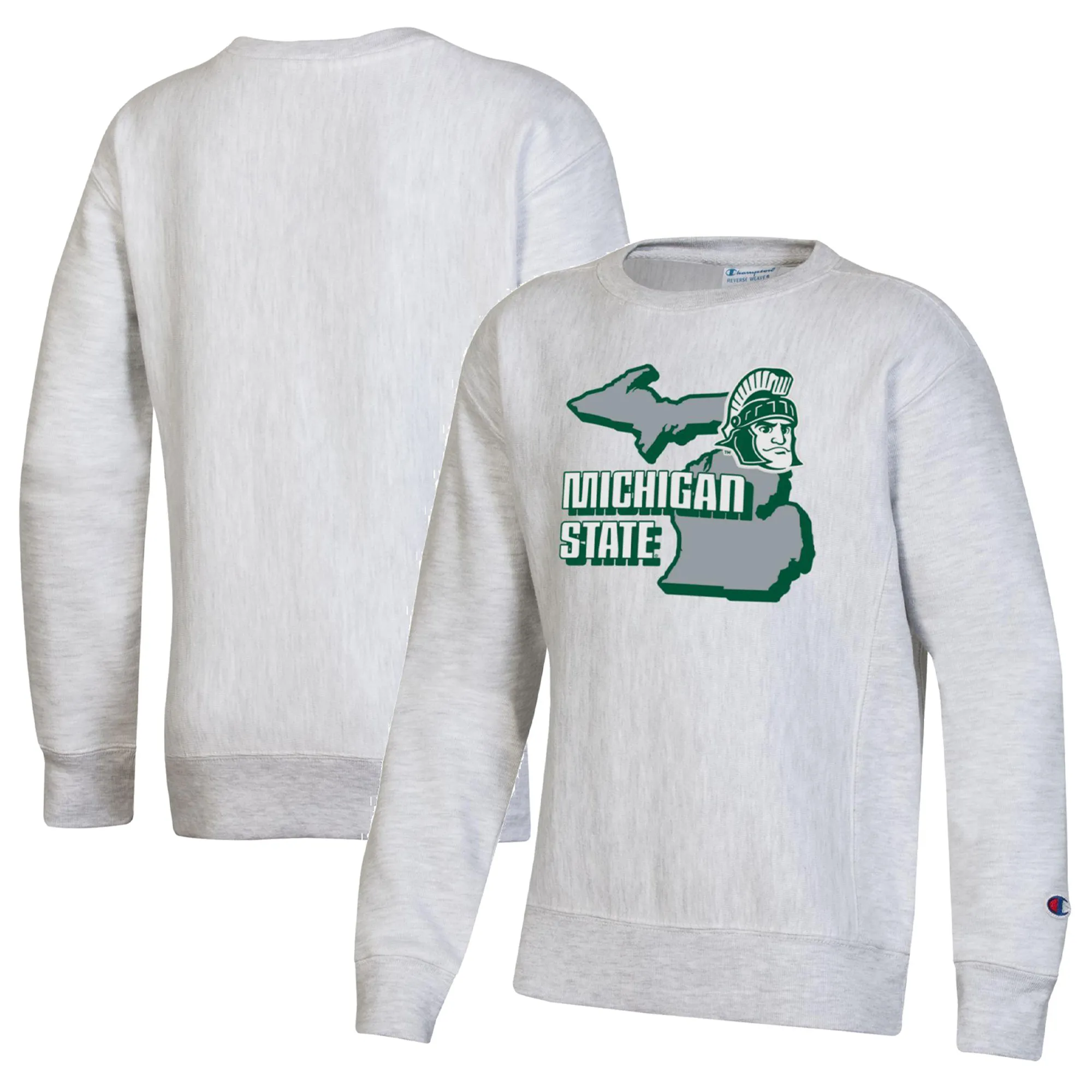 Lids Youth Champion Heather Gray Michigan State Spartans Reverse Weave Pullover Sweatshirt