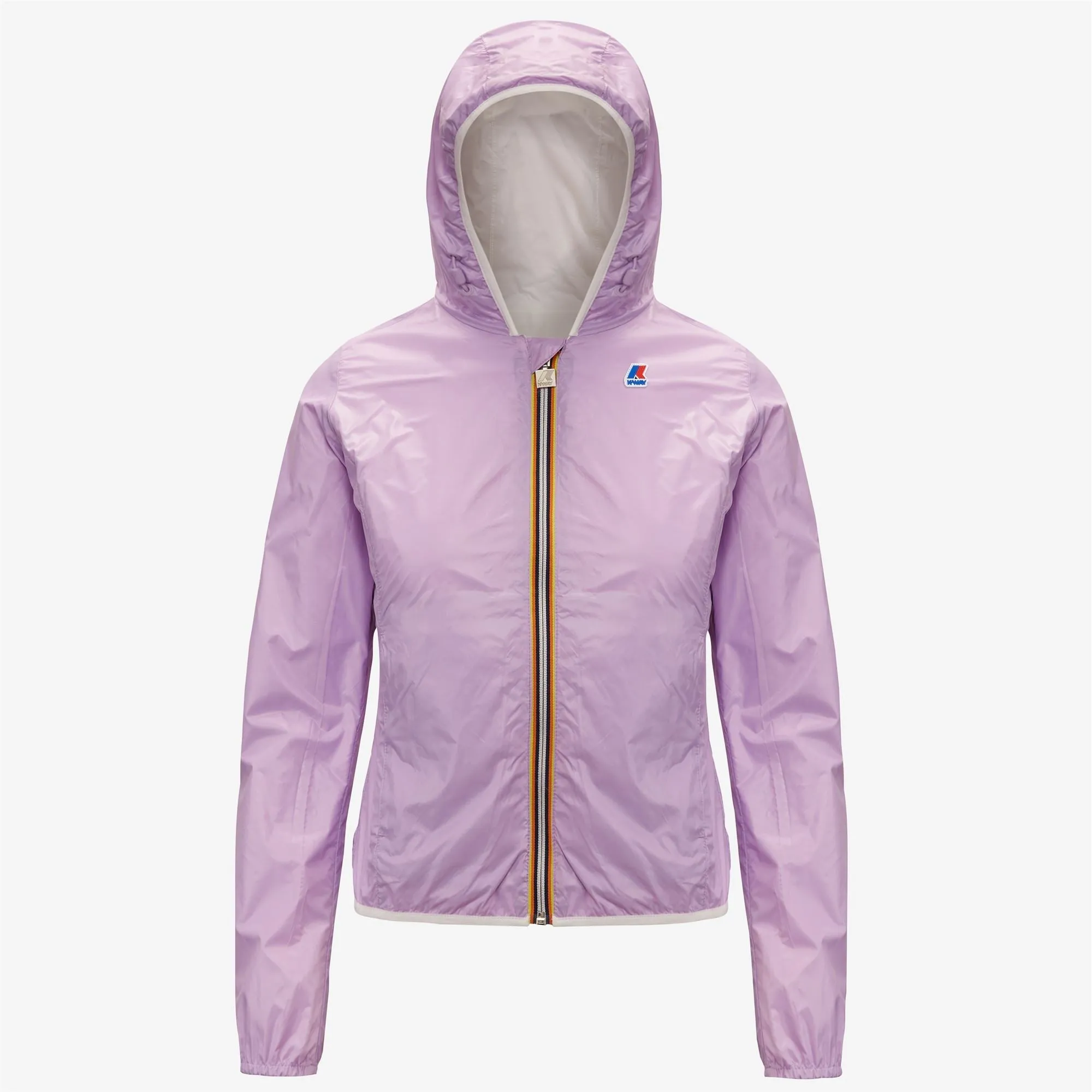 Lily Plus Double - Reversible Waterproof Full Zip Windbreaker in White-Viole Peonia