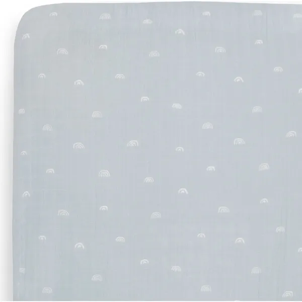 Little Unicorn Cotton Print Muslin Standard-Size Crib Sheet, Blue Rainbow