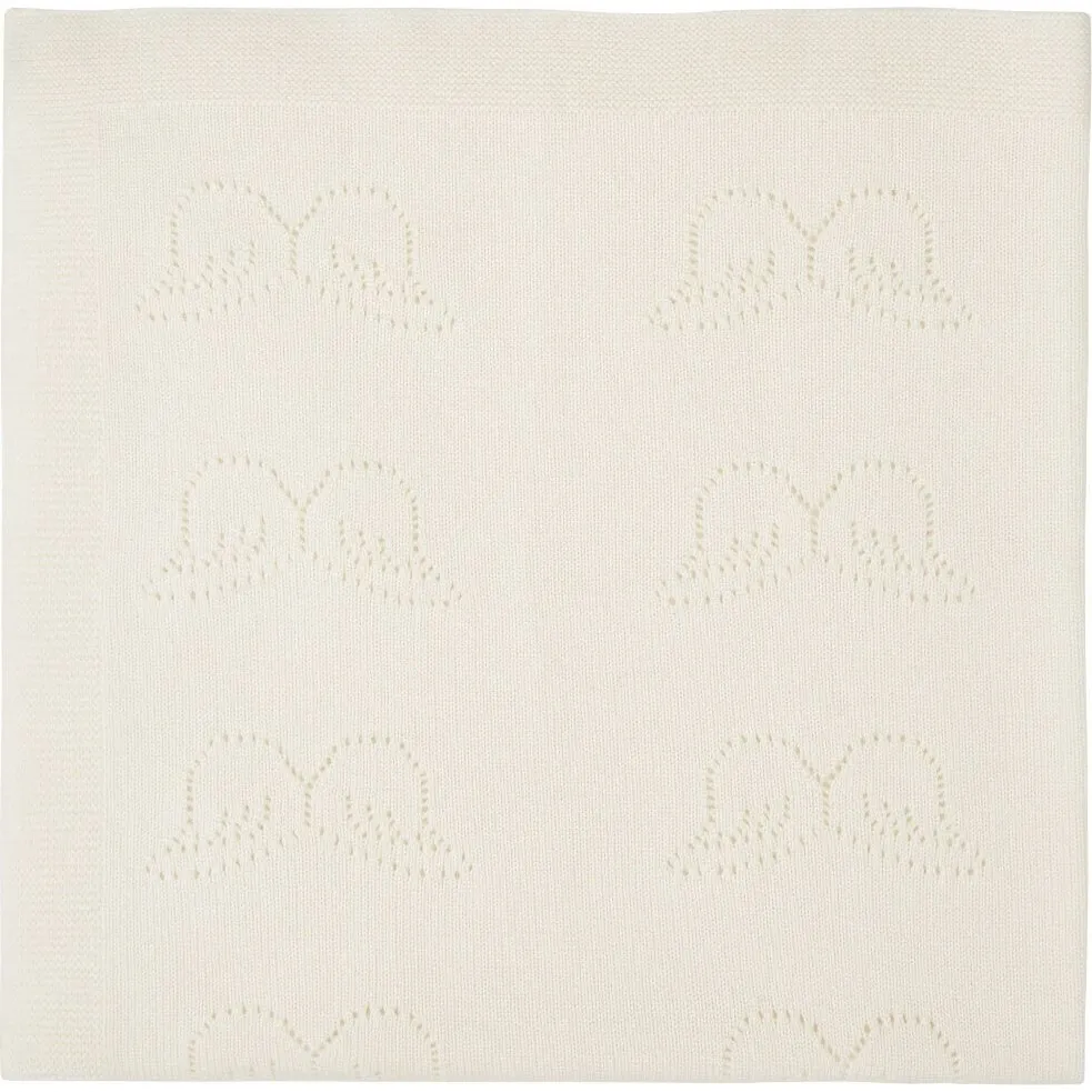 Marie-Chantal Pointelle Angel Wing Cashmere Blanket in Ivory