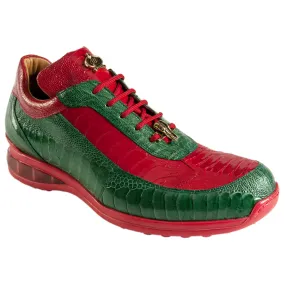 Mauri 8569 Ostrich Leg Sneakers Green / Red (Special Order)