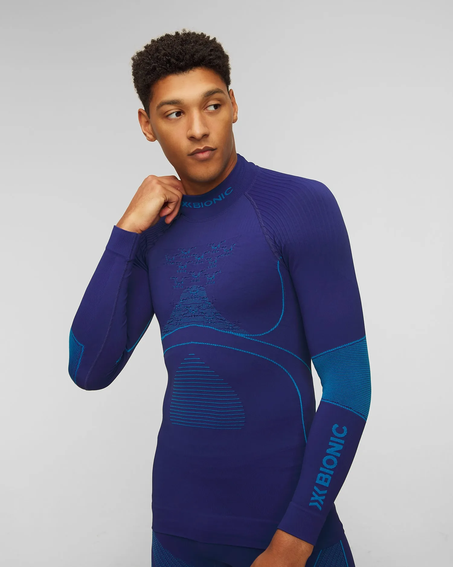 Men's navy blue longsleeve with half turtleneck X-Bionic Energy Accumulator 4.0 Turtle Neck LG SL eawt18w19m-a234