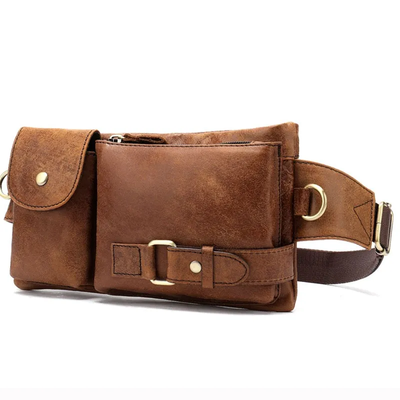 Men's Genuine Leather Waist Pack Waist Bag Belt Bag Phone Bag Travel Waist Pack