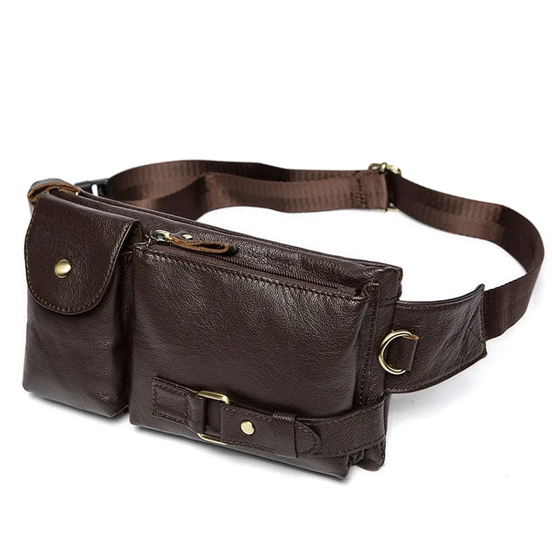 Men's Genuine Leather Waist Pack Waist Bag Belt Bag Phone Bag Travel Waist Pack