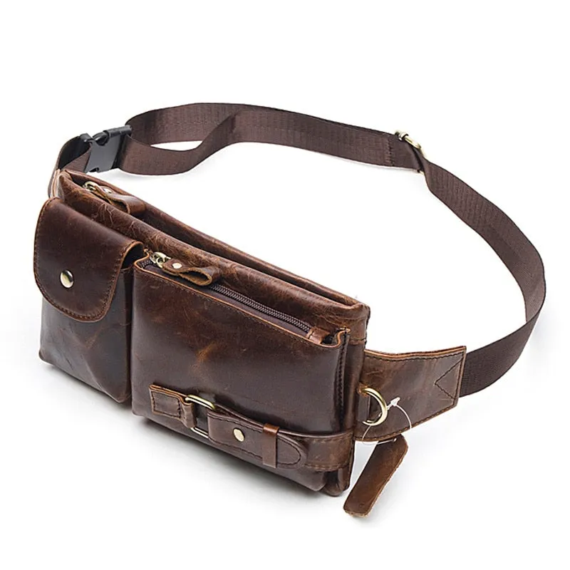 Men's Genuine Leather Waist Pack Waist Bag Belt Bag Phone Bag Travel Waist Pack