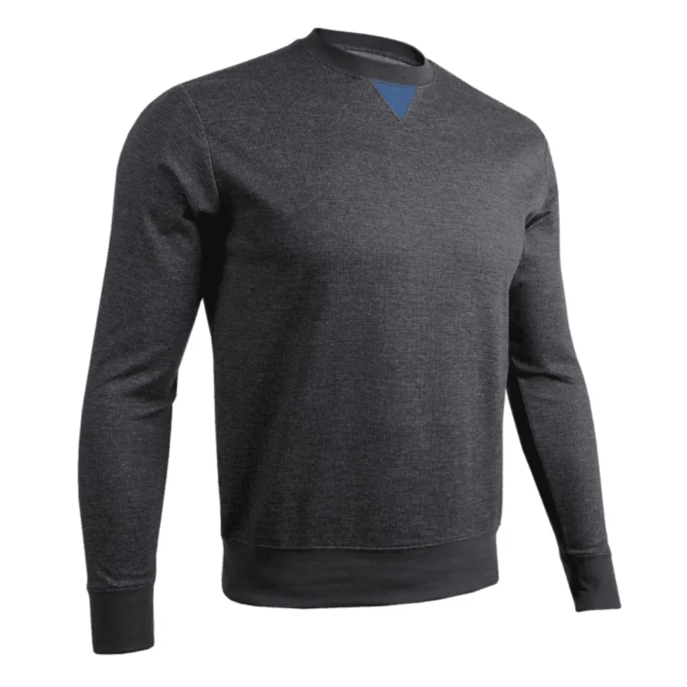 Men's Ls Crew Pullover - Black/grey - Medium