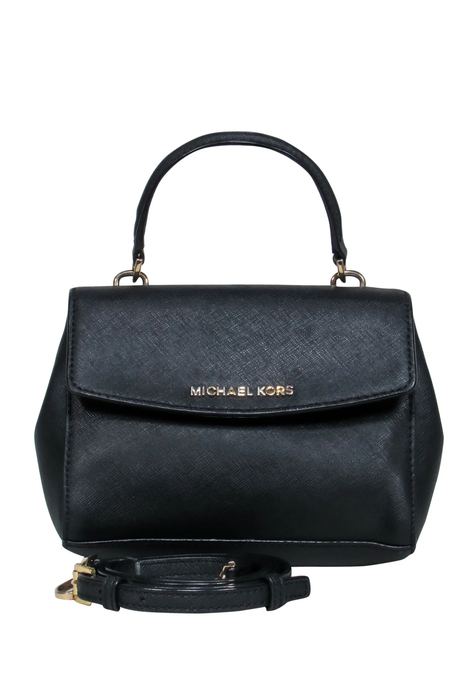 Michael Kors - Black Textured Leather Mini Handbag w/ Crossbody Strap