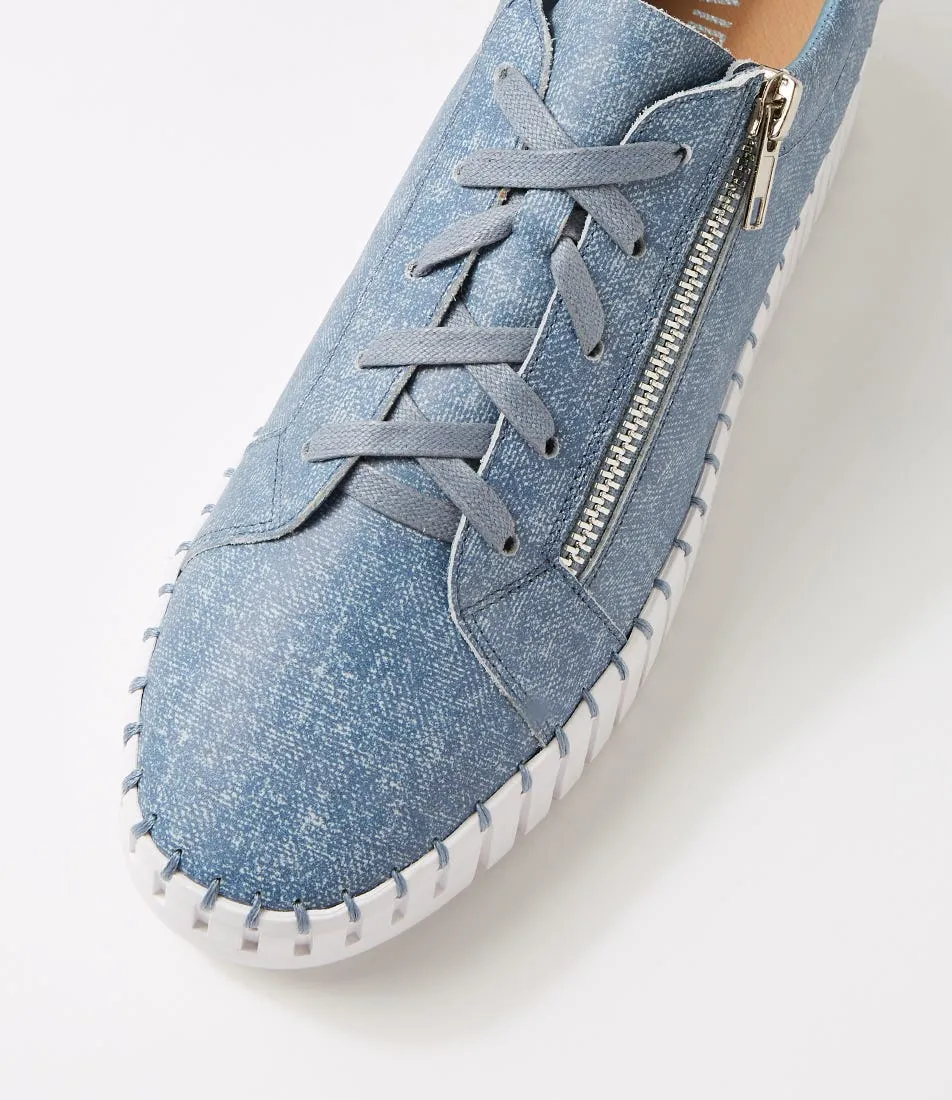 MIDAS Braelyn Blue Denim White Leather Sneakers