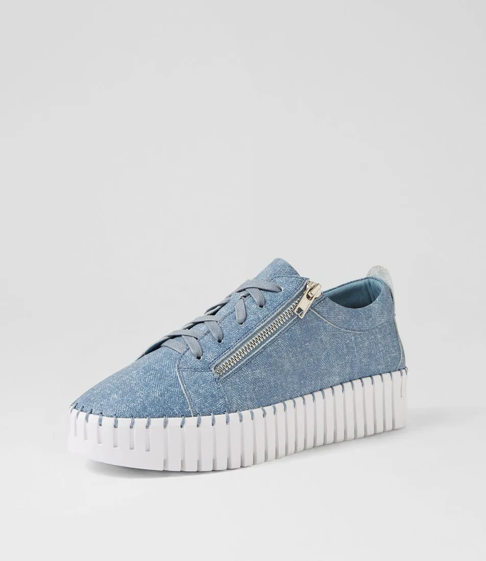 MIDAS Braelyn Blue Denim White Leather Sneakers