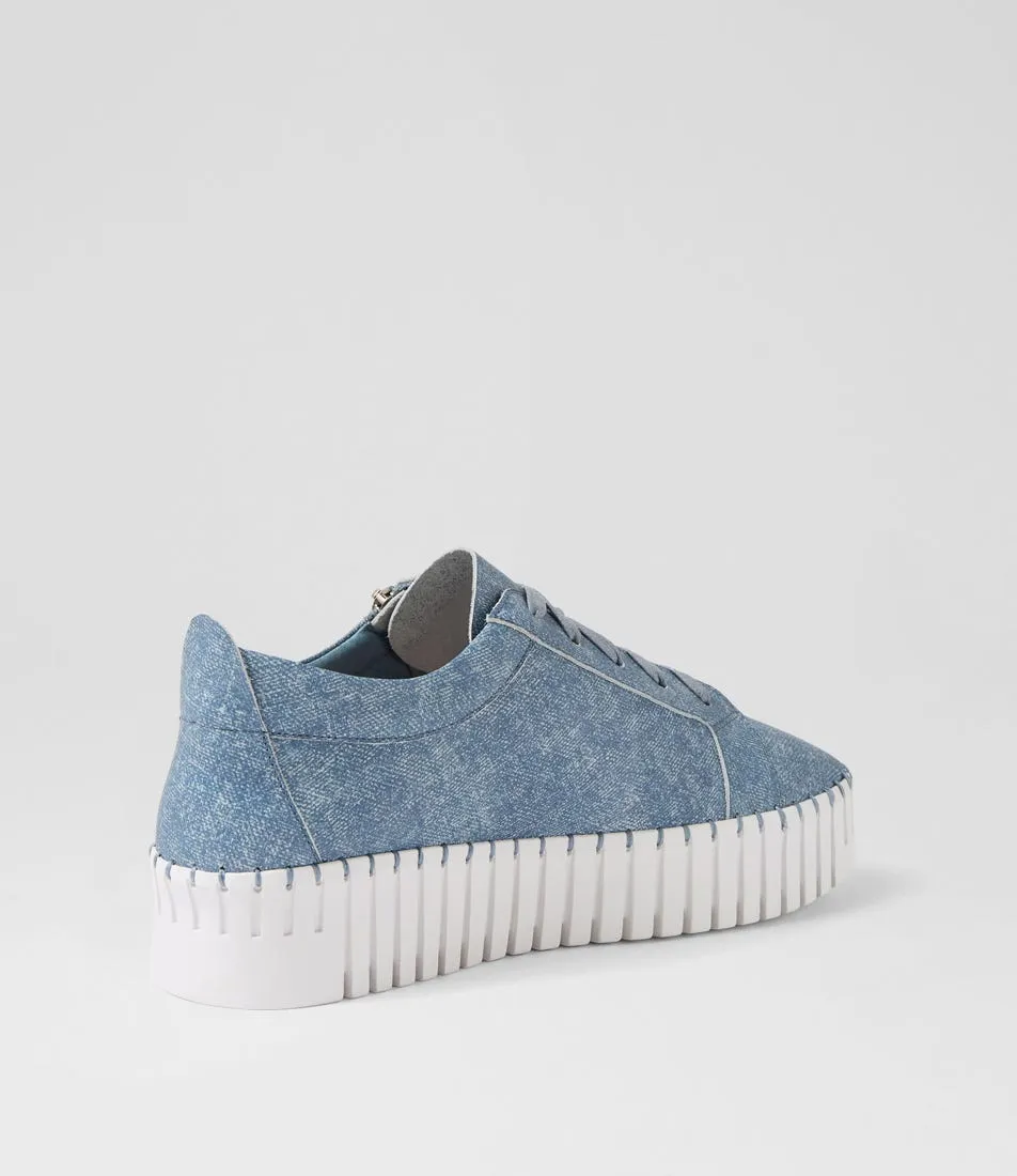 MIDAS Braelyn Blue Denim White Leather Sneakers