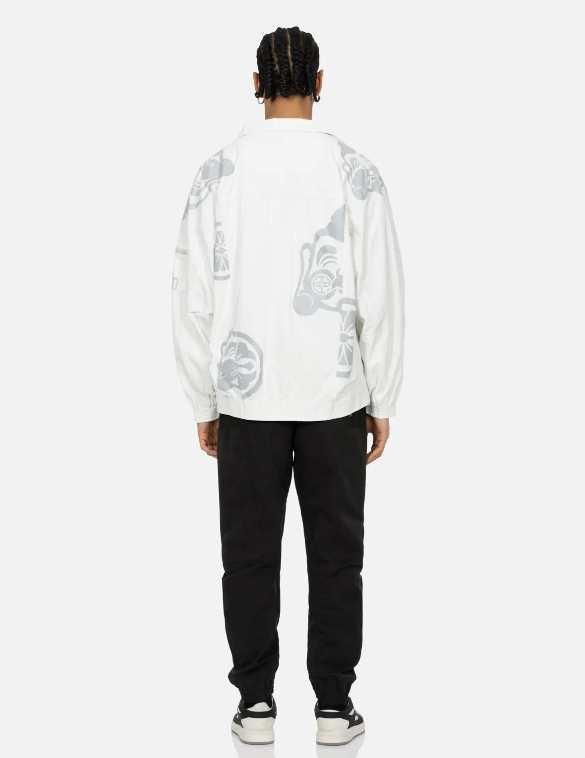 Multi Godhead and Kamon Reflective Print Loose Fit Windbreaker