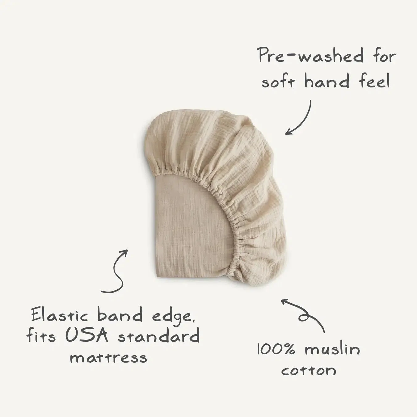 Mushie - Extra Soft Muslin Crib Sheet - Natural