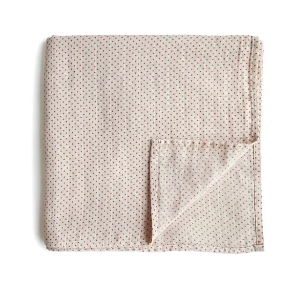 muslin swaddle blanket - caramel polka dots