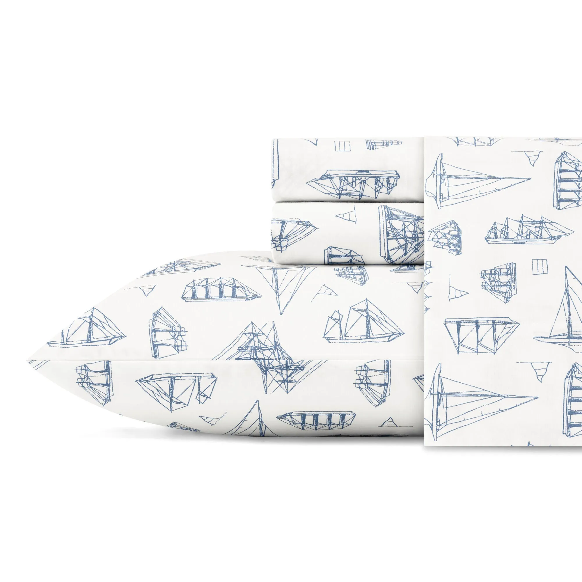 Nautica Whitewood Sail Queen Sheet Set Naval Blue