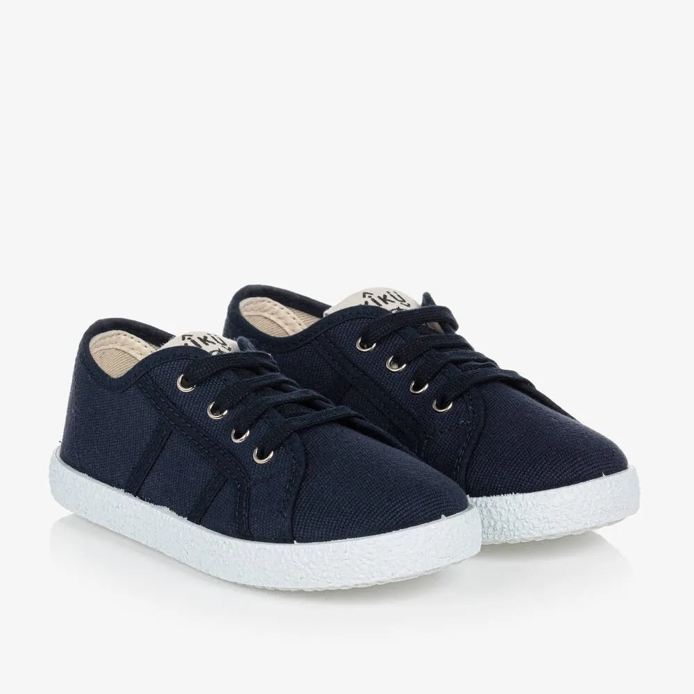 Navy Blue Canvas Trainers