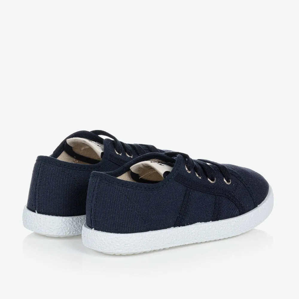 Navy Blue Canvas Trainers