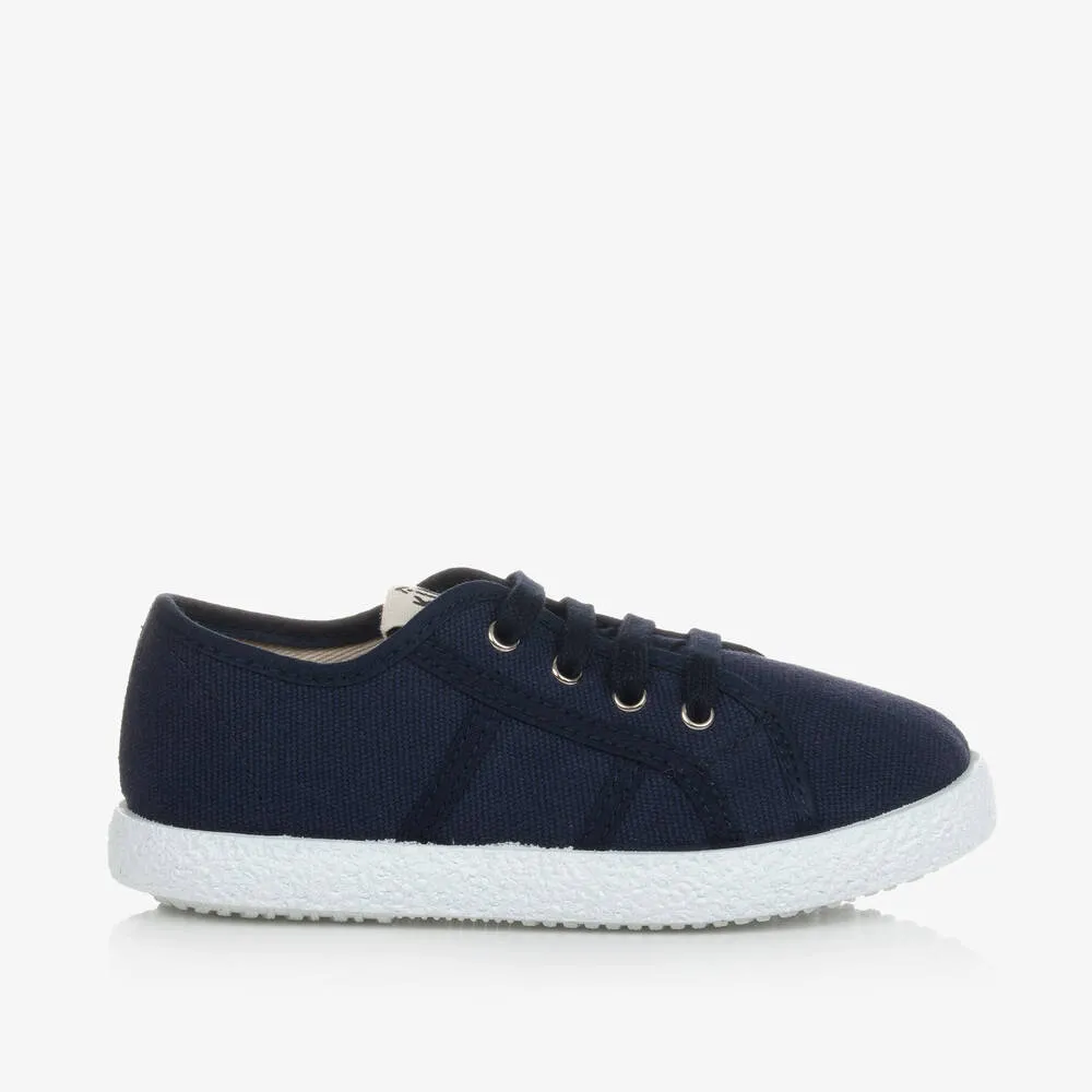 Navy Blue Canvas Trainers