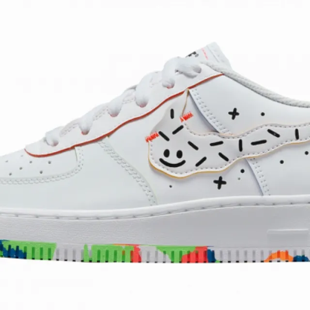 Nike Air Force 1 Low DOODLES White Orange Green GS