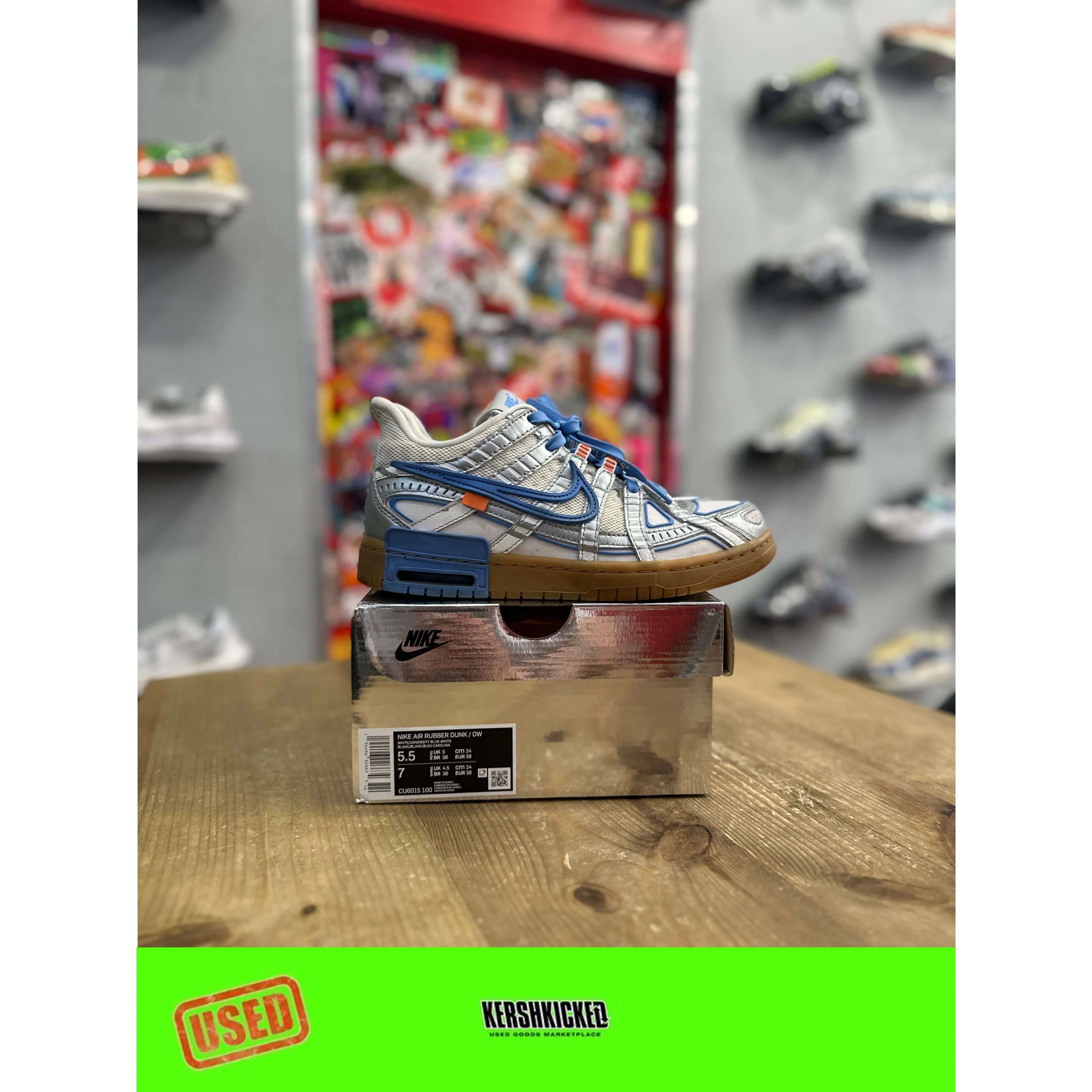 Nike Air Rubber Dunk Off-White UNC UK 5