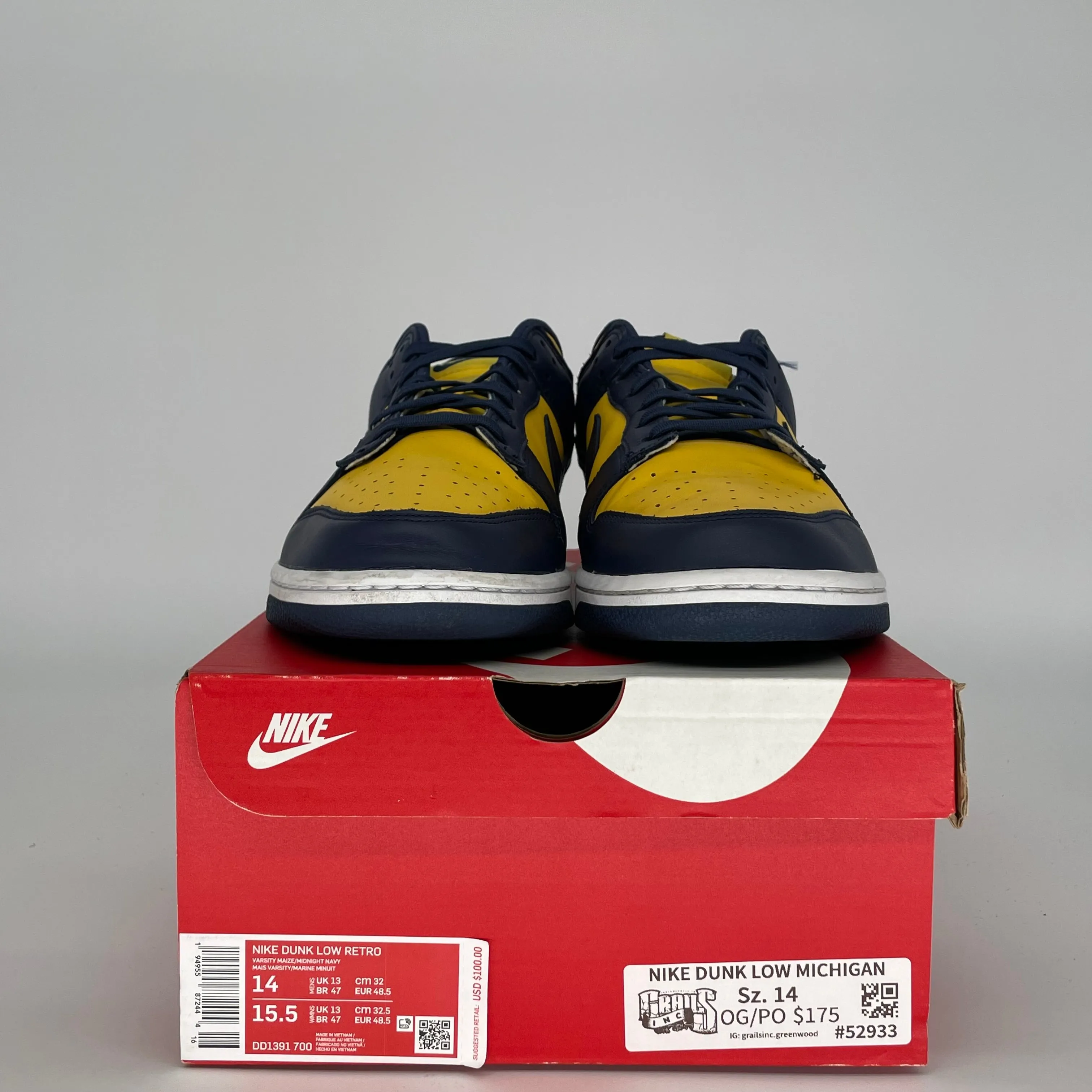 NIKE DUNK LOW MICHIGAN SIZE 14 DD1391-700