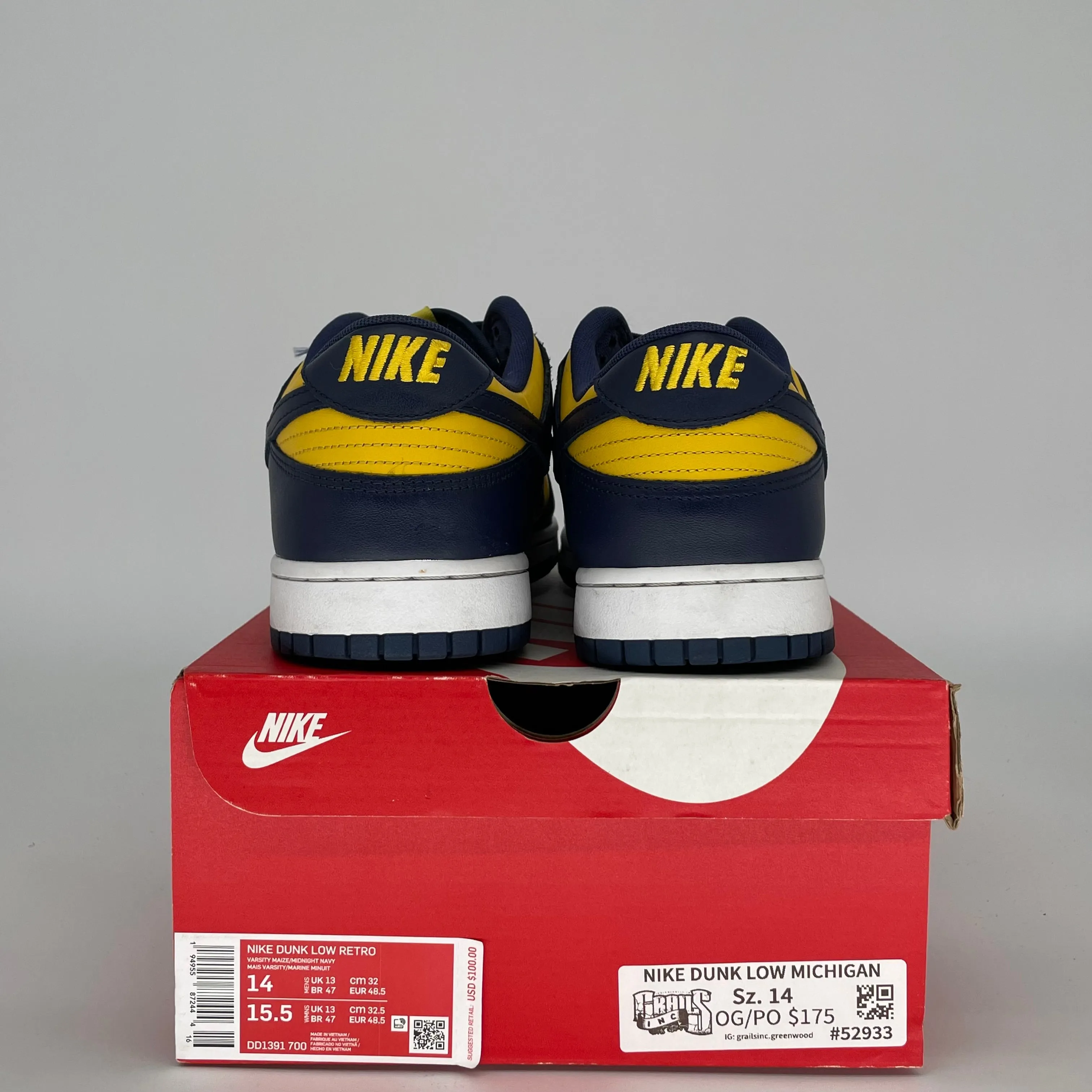 NIKE DUNK LOW MICHIGAN SIZE 14 DD1391-700