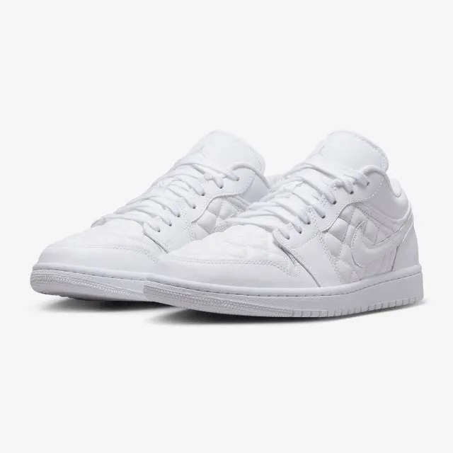 Nike Women's Air Jordan 1 Low (Triple White Quilted/ Whi...