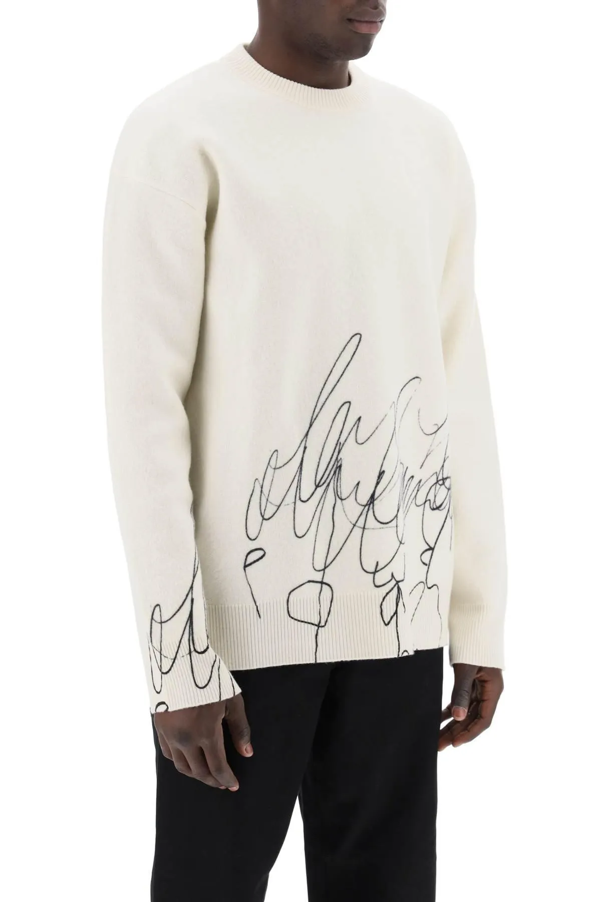 Oamc    Oamc Scribble Print Wool Cotta Pullover