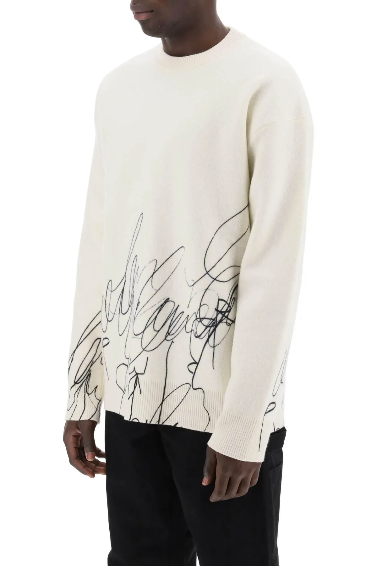 Oamc    Oamc Scribble Print Wool Cotta Pullover