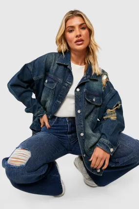 Oversized Busted Boyfriend Denim Jacket