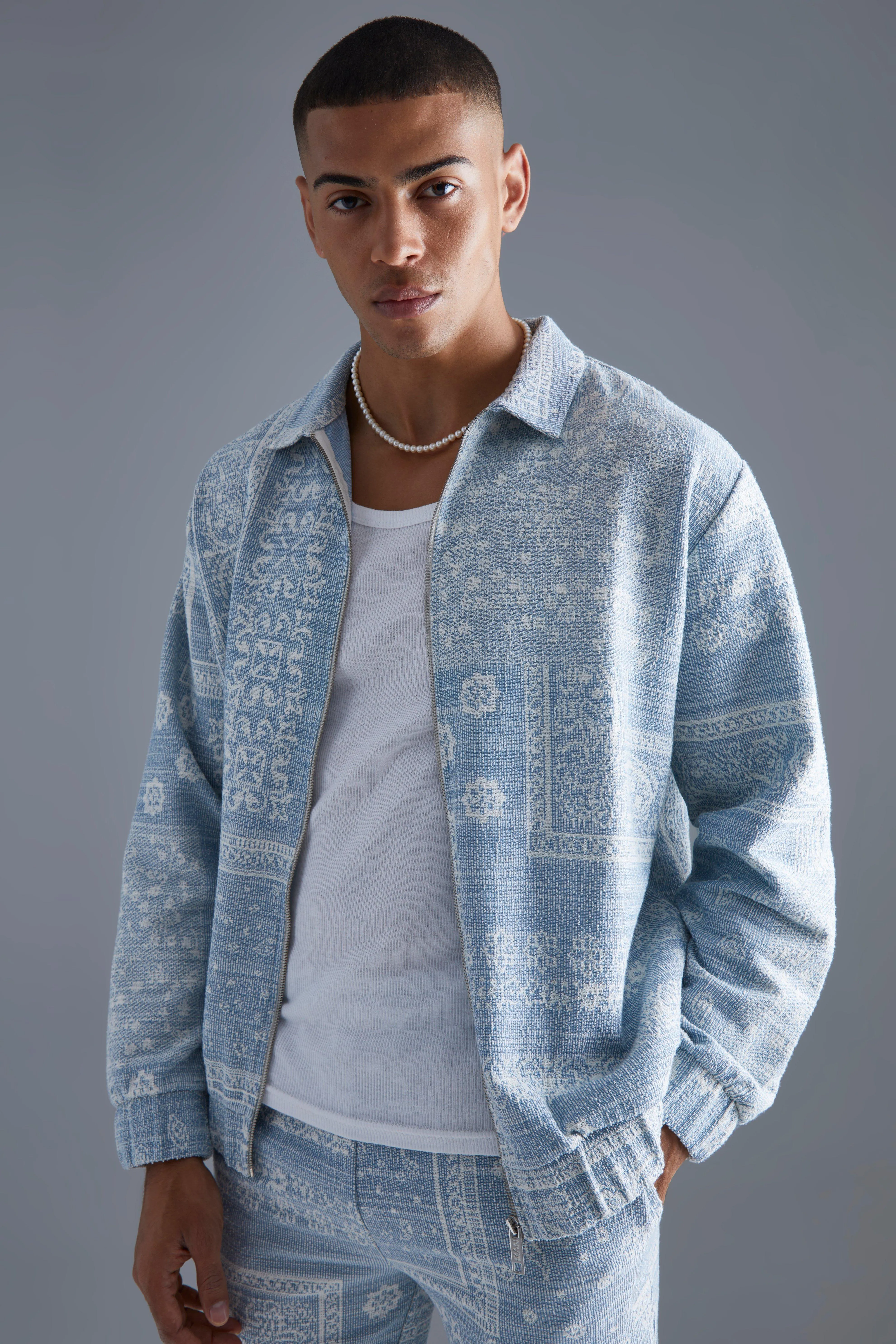 Oversized Jacquard Bandana Harrington Jacket