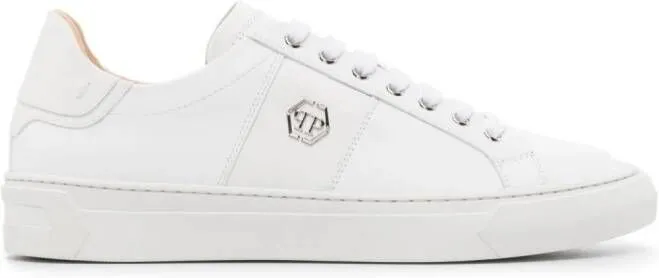 Philipp Plein logo-plaque leather sneakers White