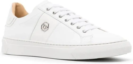 Philipp Plein logo-plaque leather sneakers White