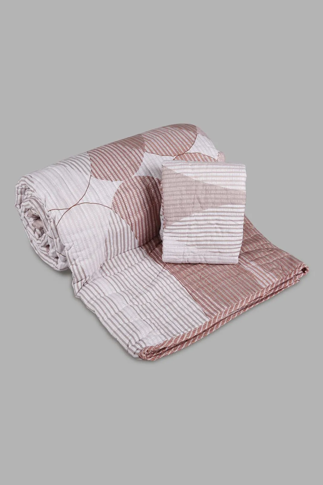 Pink Geometric Print Quilt Set 2-Piece (Single Size)