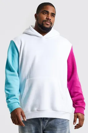 Plus Contrast Sleeve Colour Block Hoodie | boohooMAN UK