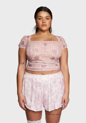 Plus Scandal Sheet Crop Top - Pink-