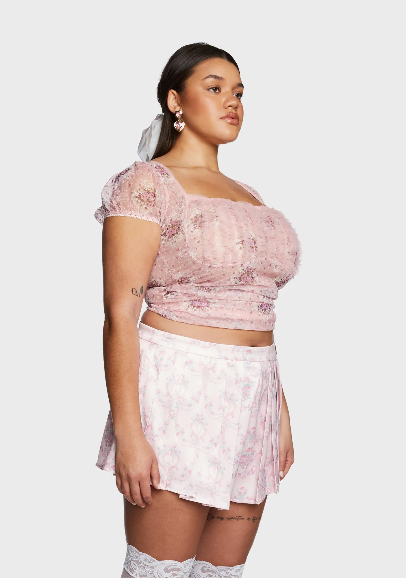 Plus Scandal Sheet Crop Top - Pink-