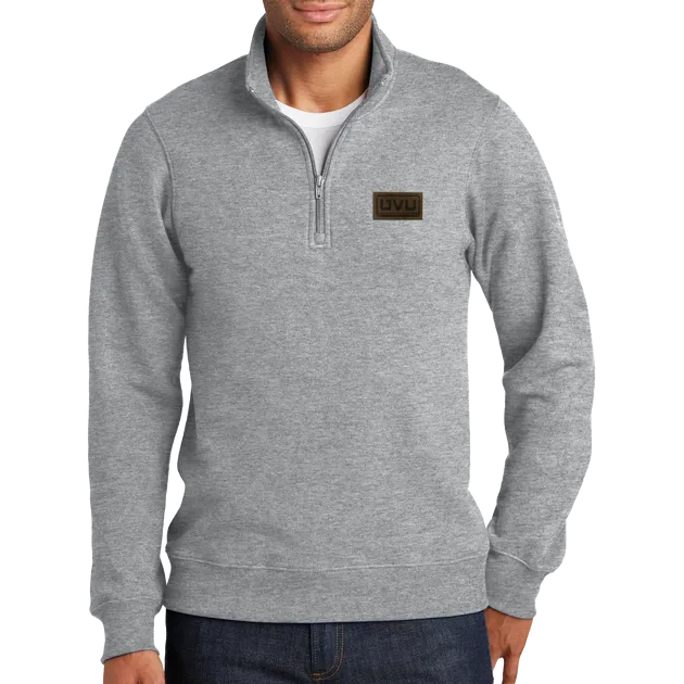 Port & Company Fan Favorite Fleece 1/4-Zip Pullover Sweatshirt- Pleather Mono Patch